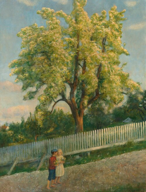 Two Children by a Fruit-Tree in full Bloom 1912