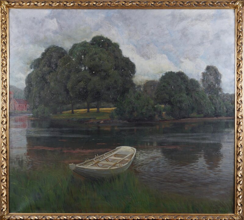 Rowing Boat by a River Bank 1901
