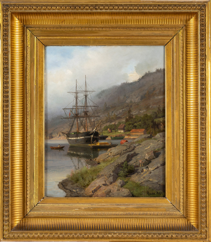 Gude, Hans Fredrik (1825-1903), Skute med folkeliv 1889