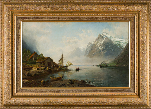 Fjordlandskap med folkeliv 1893
