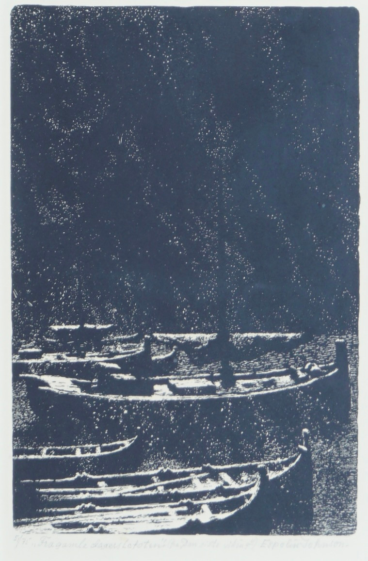 Johnson, Kaare Espolin (1907-1994), Fra gamle dagers Lofoten (Snøvær), 1974