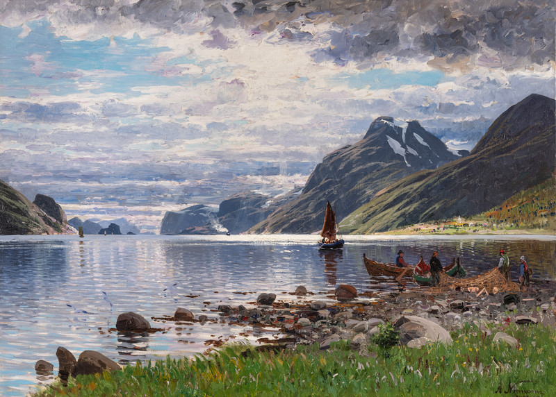 Fjord-landscape with people