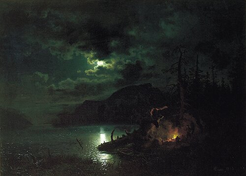 Skogsjø i måneskinn 1853