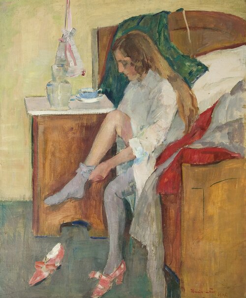 Kvinne på seng 1908