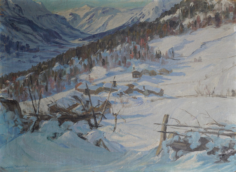 Wentzel, Gustav (1859-1927), Fjellgård, vinter 